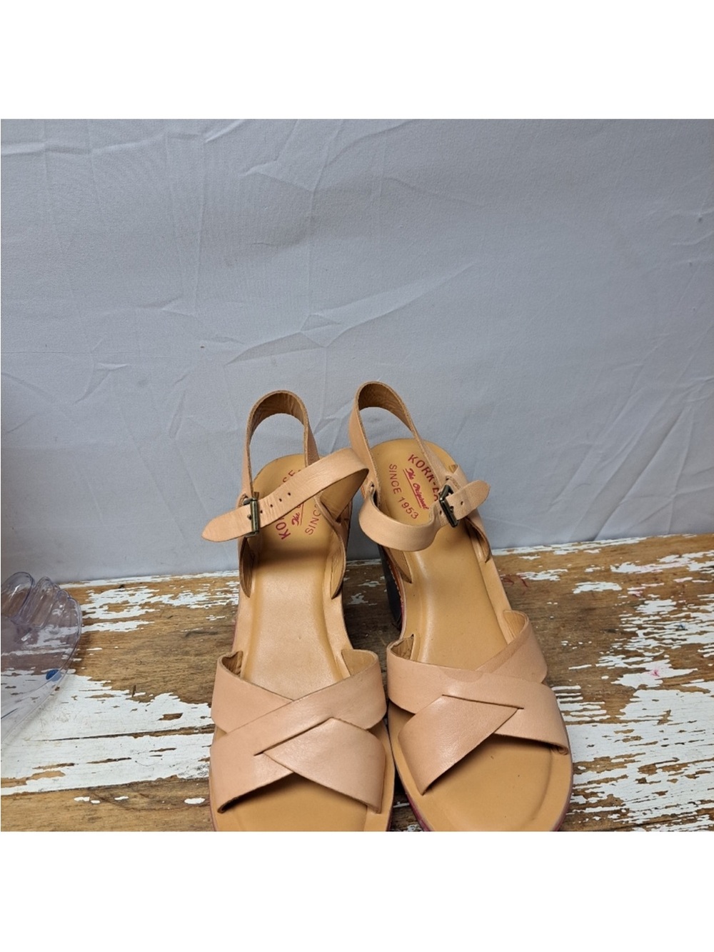 Kork-Ease Bette/Eva Tan Leather Multi Color Wedge Size 9 - Picture 4 of 7